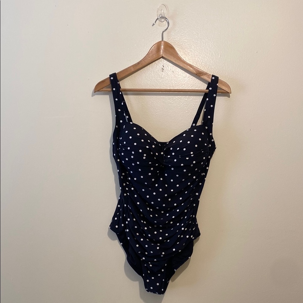 Nip Tuck  SWIM Black Polka Dot One Piece Swimsuit. Size 10